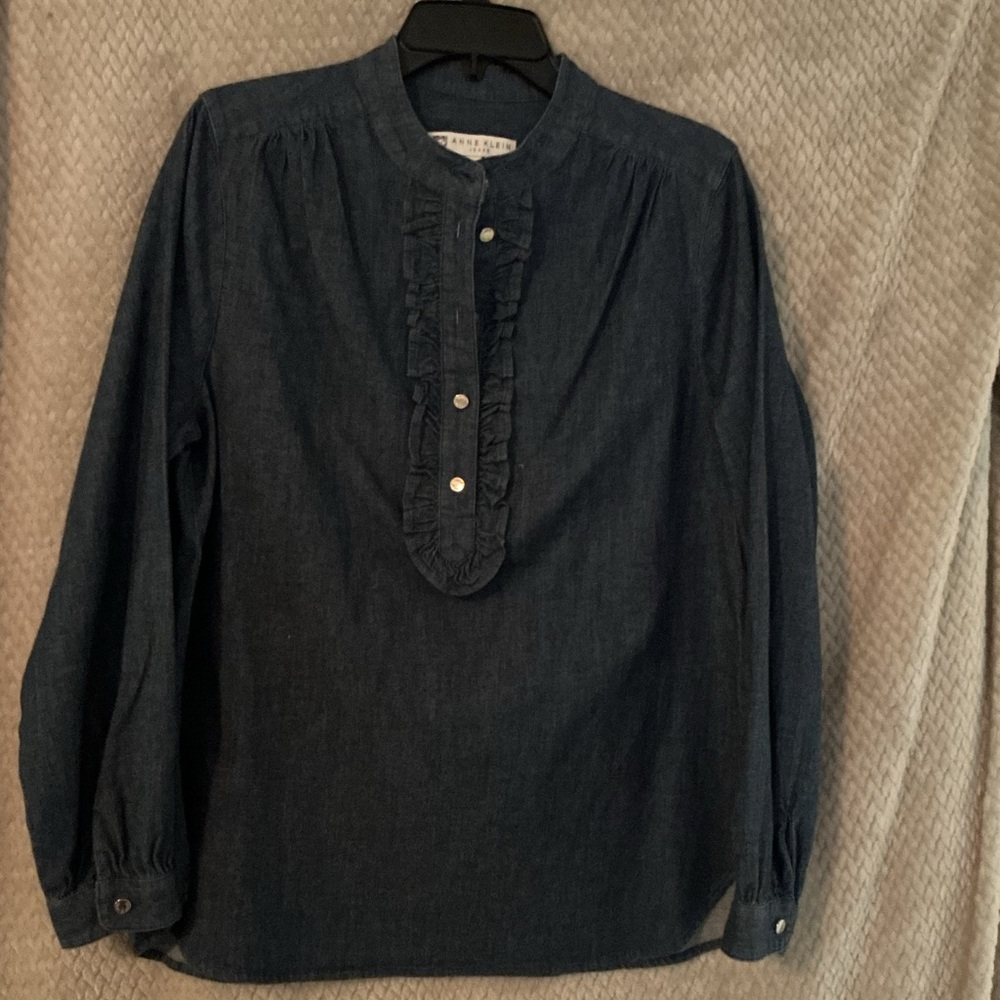 ANNE KLEIN DENIM DARK WASH TOP TUNIC SIZE M NWT